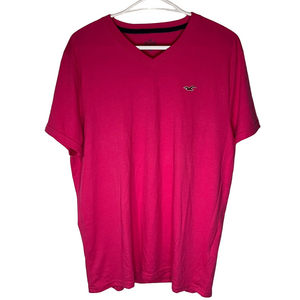 Hollister Pink V Neck Short Sleeve Tee Womens Large